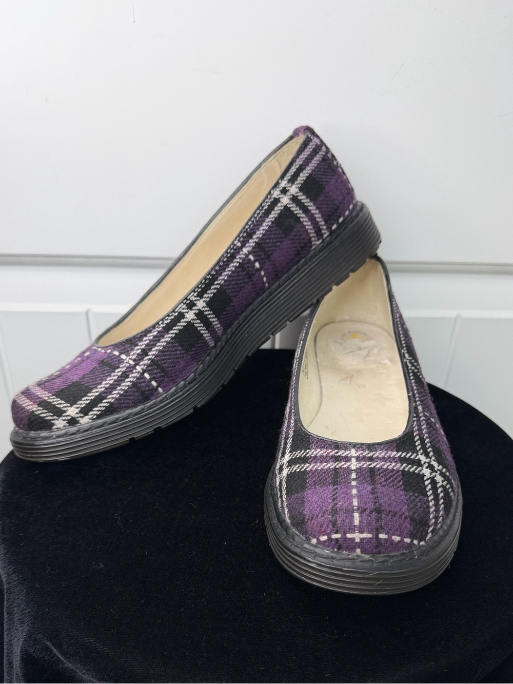 Dr. Martens "Ellen" Purple Plaid Tartan Slip On Flats Size 9